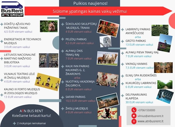 Vaikų vežimas Vilniuje į ekskursijas